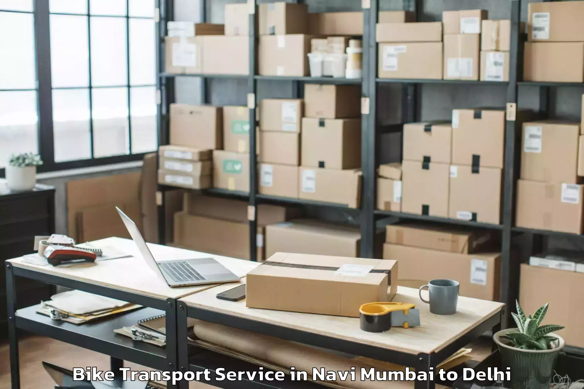 Trusted Navi Mumbai to Flatted Factory Complex Okhla Bike Transport